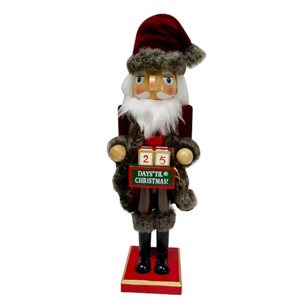 Wooden Christmas Nutcracker,15", SANTA ADVENT IN BROWN WITH COUNTDOWN HOLDER,ATH
